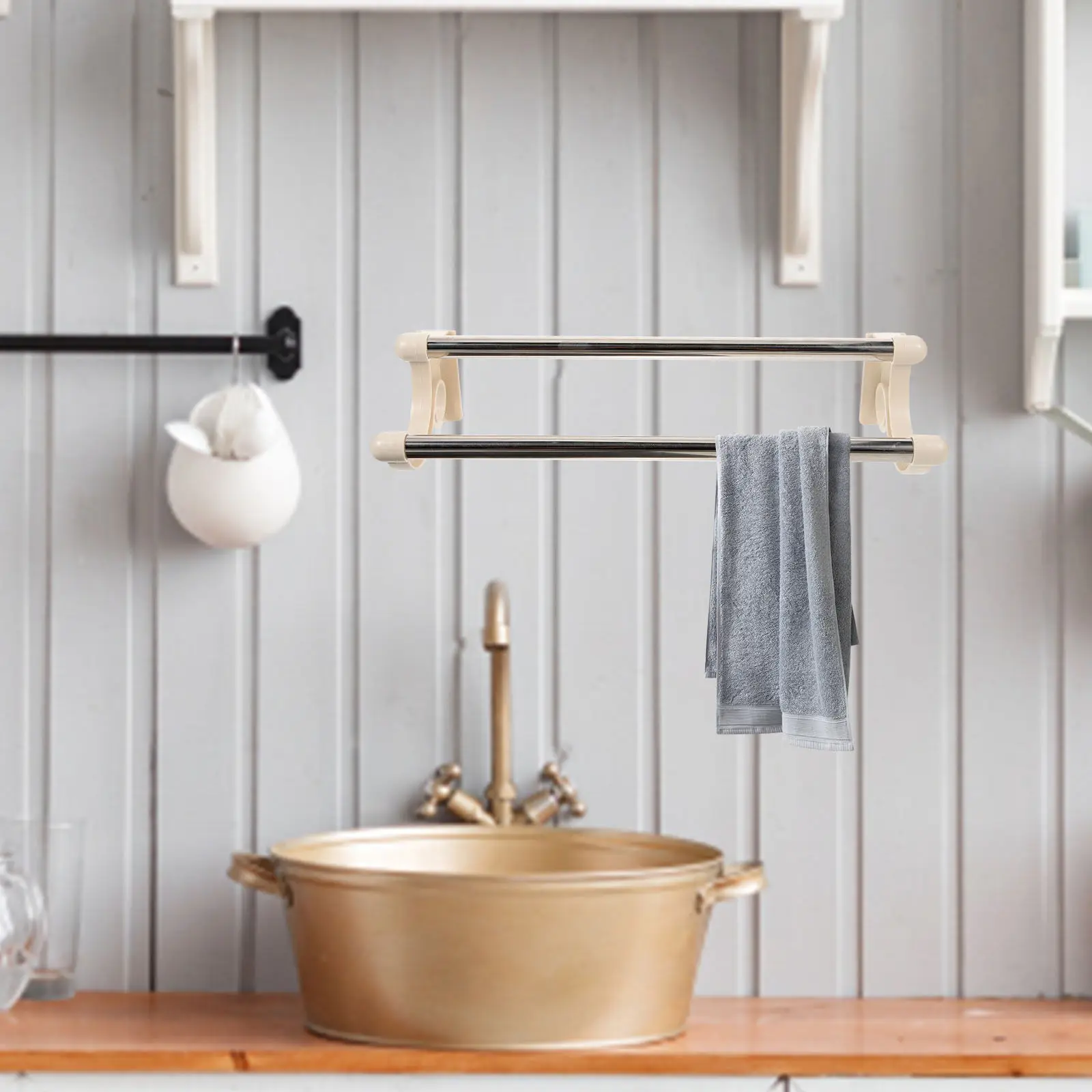 

Wall Mounted Double Towel Rack Stainless Steel Towel Holder for Bathroom Heavy Duty Rust Resistant Modern Bathroom Accessory