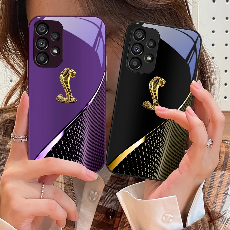 

Gradient Golden Snake For Samsung Galaxy S10 4G S20 11E 30 S21 21 22 S24 Fe Pro S23 S25 Ultra 5G S9 Tempered Glass Phone Case