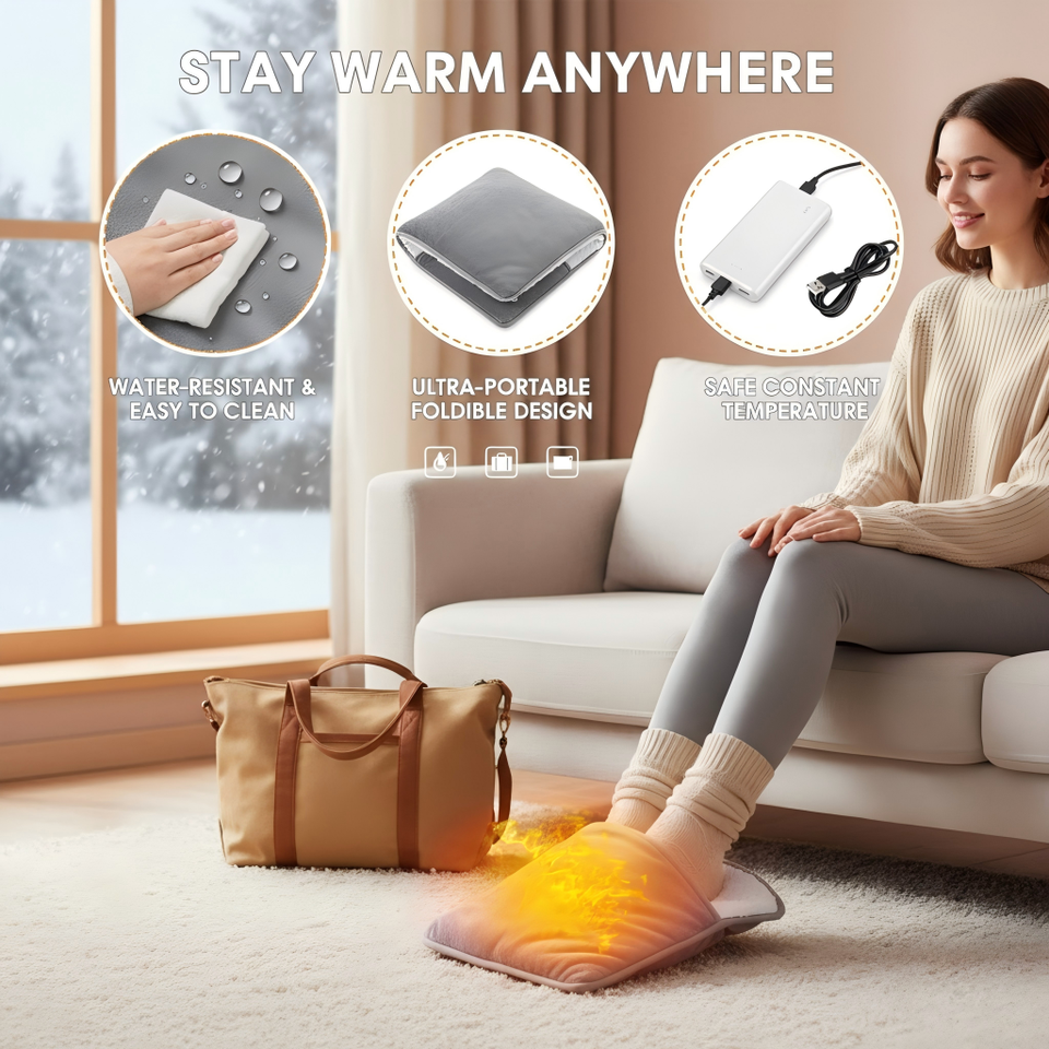  Electric Foot Heating Pad Household Foot Warmer Heater Mat with 4 Heat Levels & 4 Timers Fast Heating for Bed Office Winter Use 