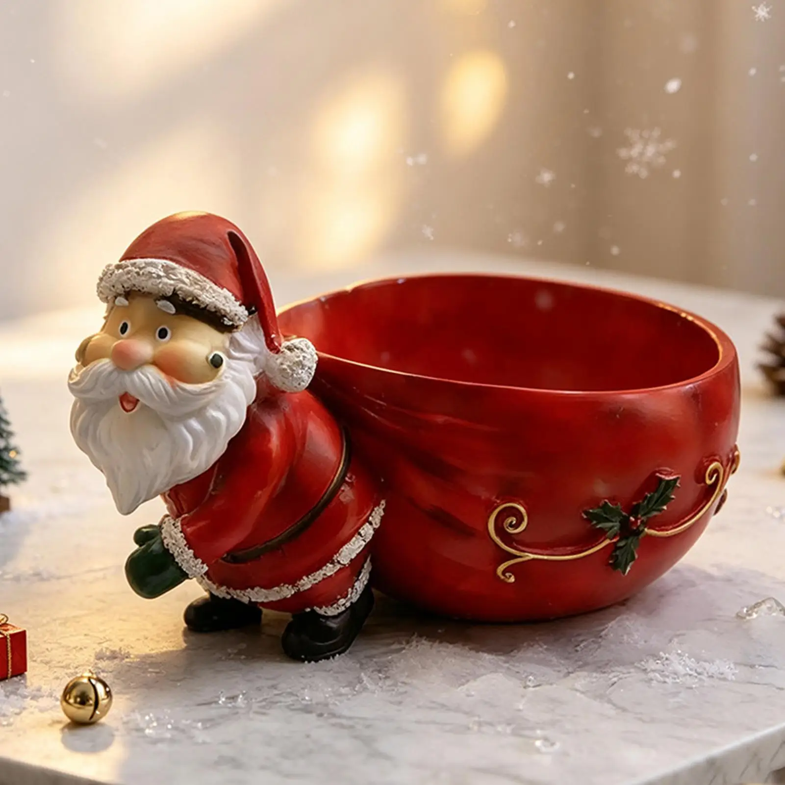 Candy Dishes Christmas Santa Claus Design Resin Storage Container Candy Bowls Decorative for Living Room Home Party Table Cookie