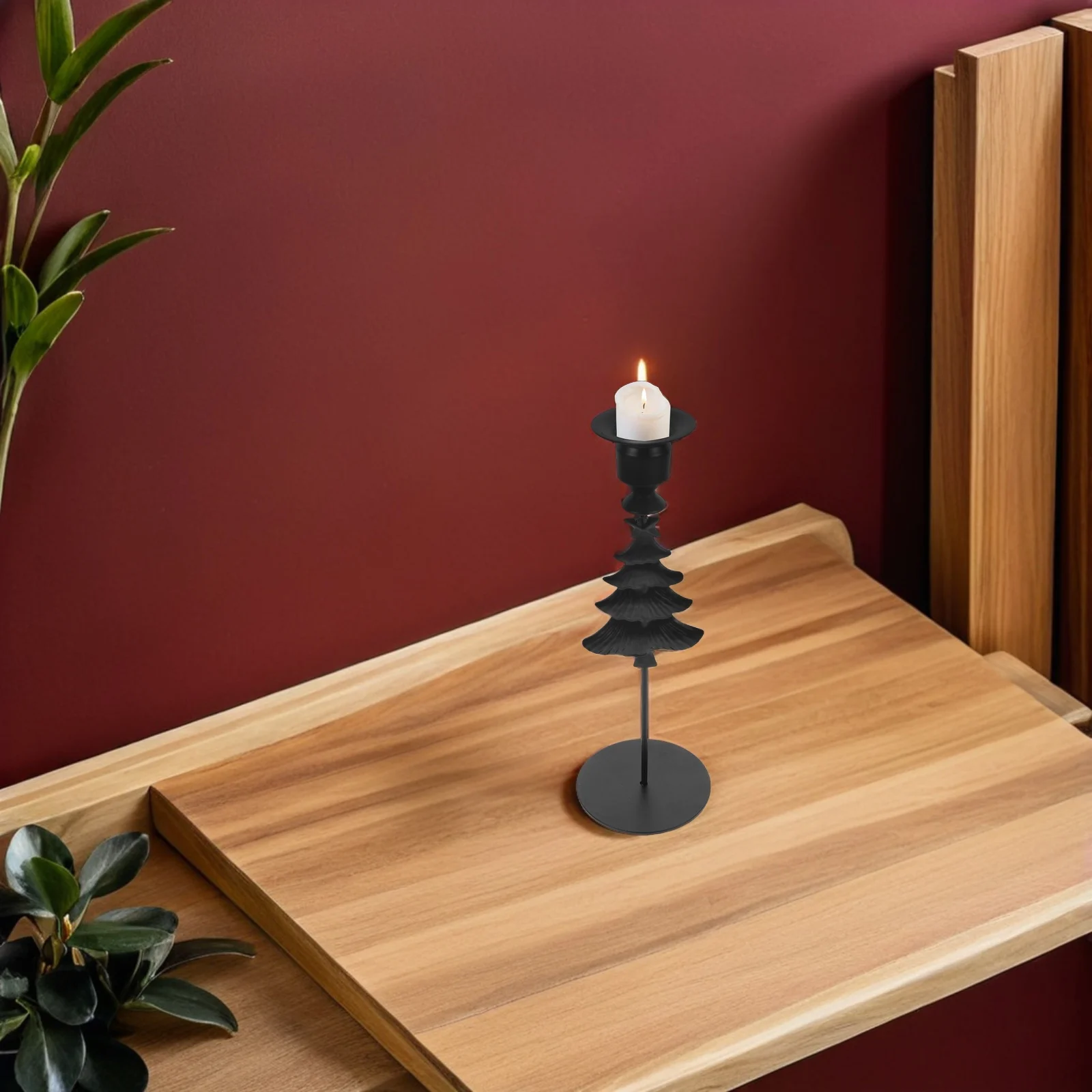 

Black Metal Christmas Tree Candlestick Holder Taper Stand for Holiday Table Centerpieces Farmhouse Decorations