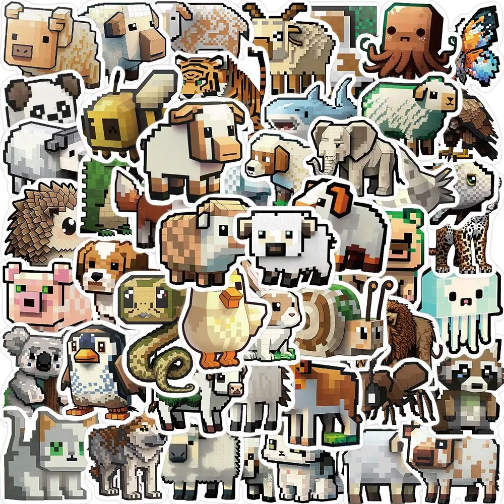 Pegatinas de dibujos animados de animales para niños y adolescentes, calcomanías para equipaje, álbum de recortes, papelería, nevera para ordenador portátil, 50 piezas