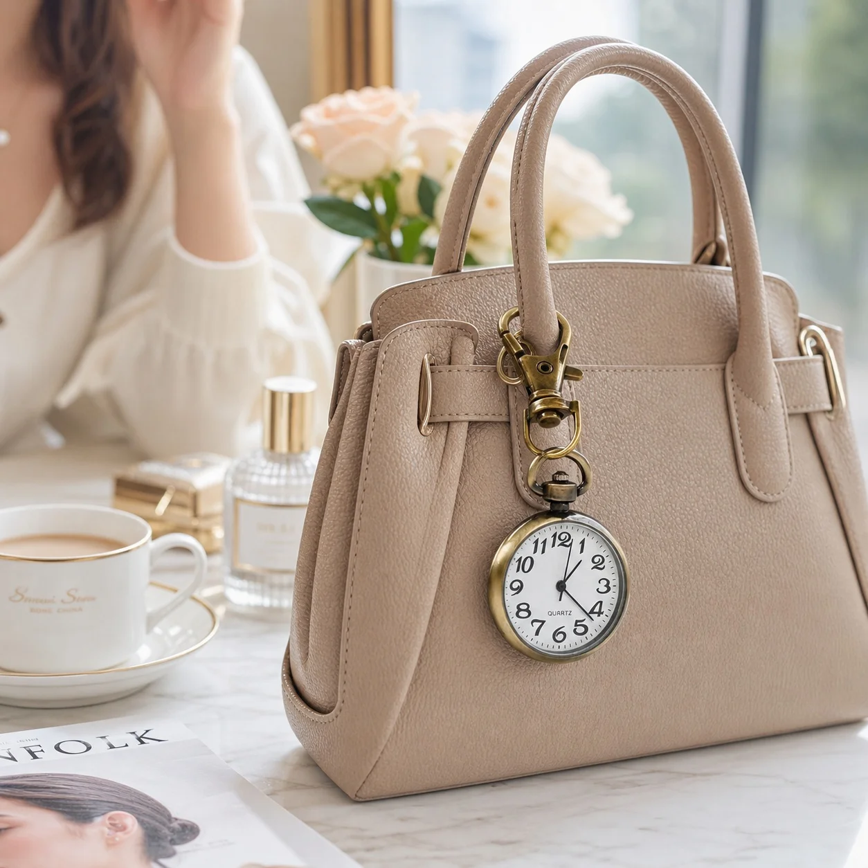 New Tiny Cute Quartz Pocket Watch with Keyring Minimalist Quartz Nurse Watch for Women Men Doctor Student Vintage Pendant Watch