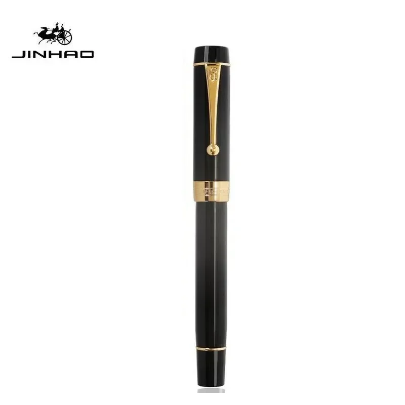 Jinhao 100 Fountain Pen Transparent Resin Luxury Pen 18KGP 1.0mm Oblique Extra Fine Nib for School Stationery Gift