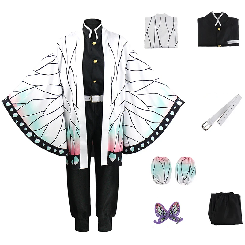 Disfraz de Anime Demon Slayer Kimetsu no Yaiba Kochou Shinobu para adultos, Kimono, uniformes, Peluca de fiesta de Carnaval de Halloween