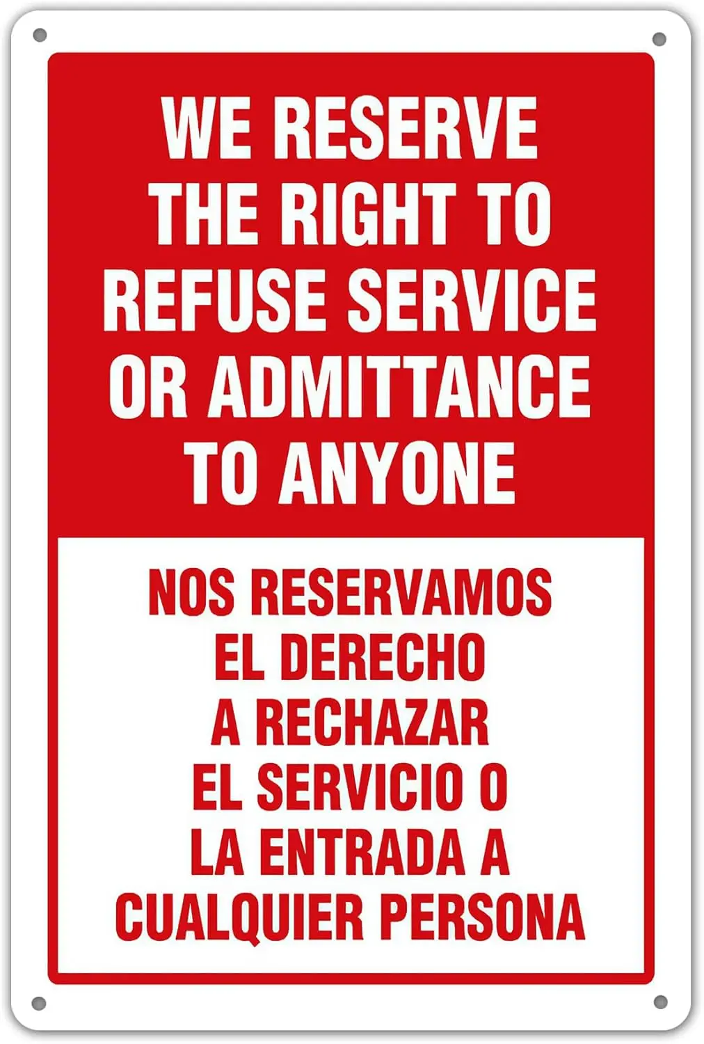 KENSILO We Reserve The Right to Refuse Service Sign, no soliciting Warning Sign   Tin Metal