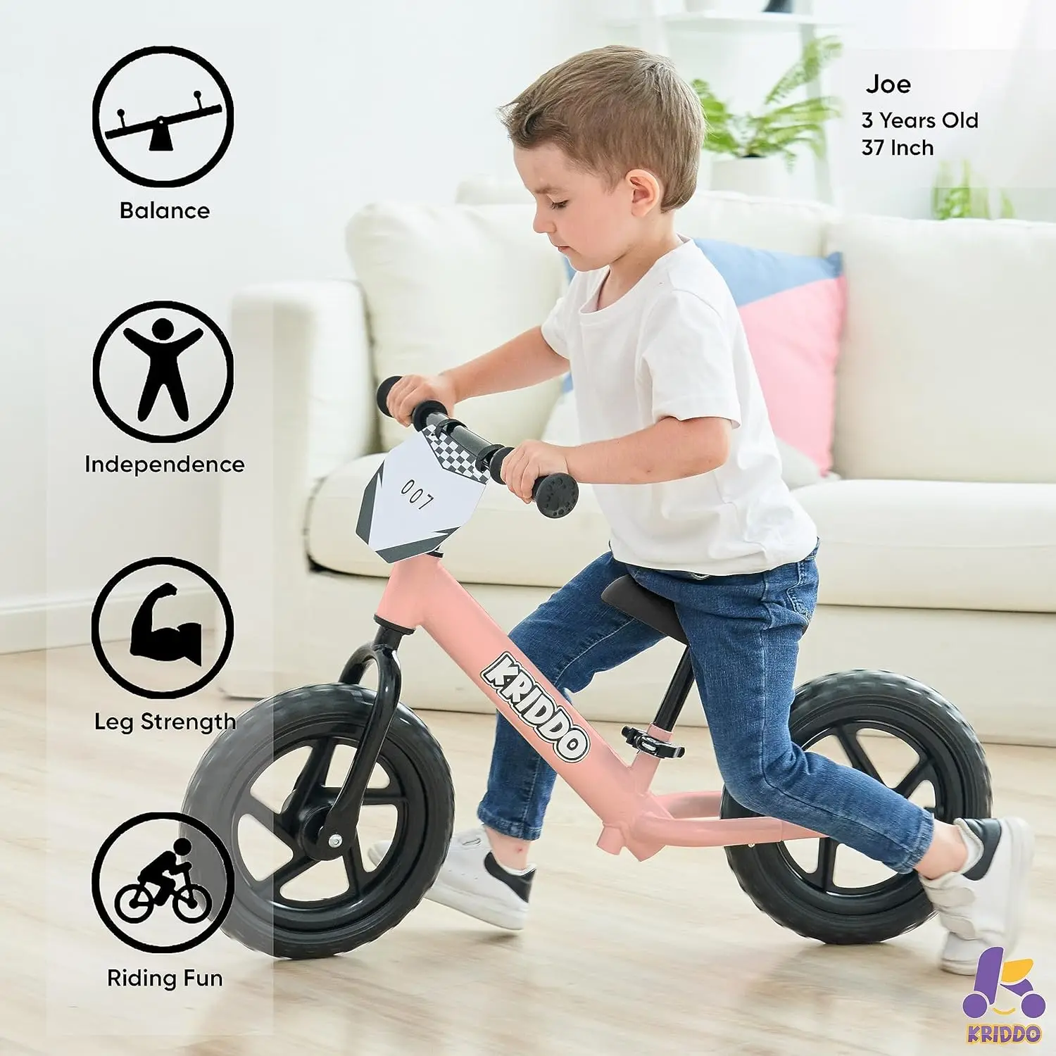 Bicicleta de equilibrio para niños pequeños de 2 años, de 24 meses a 5 años, bicicleta de empuje de 12 pulgadas con placa personalizada (3 juegos de pegatinas Inc