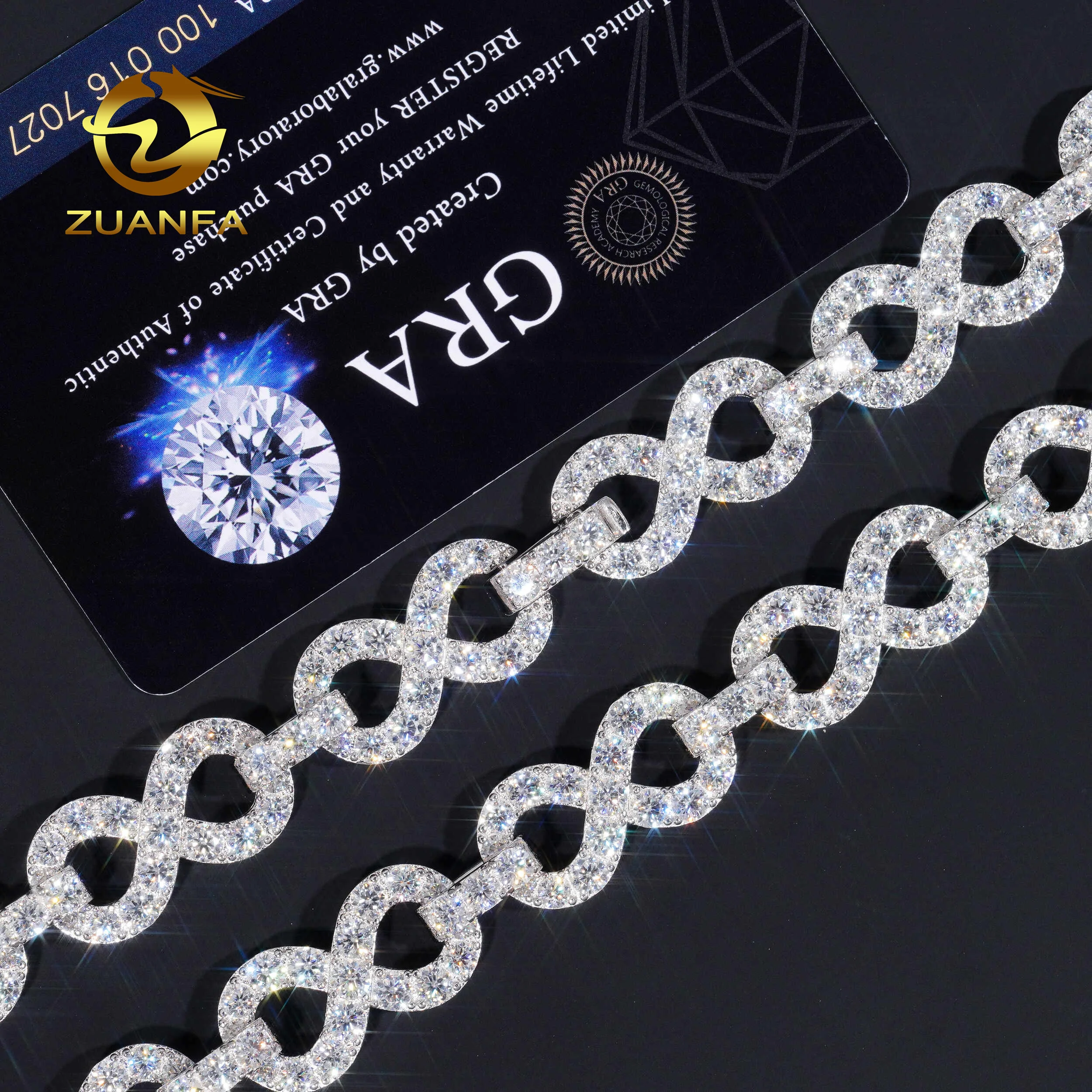 13mm Wholesale Iced Out Hip Hop Necklace Pass Diamond Tester VVS Moissanite Diamond Infinity Cluster Cuban Link Chain..