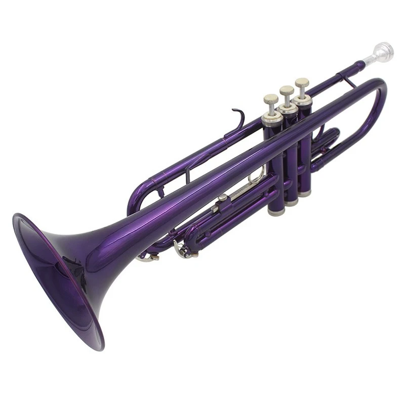 Bb Trumpet B Flat Brass Instruments Set Professional Beginners Performance Trumpet Purple Exquisite Musical Instrument
