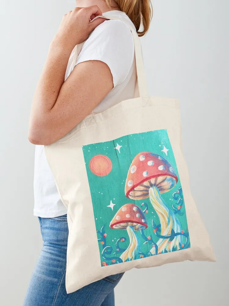 

Mushroom Painting Tote Bag sac pour femme great bag Women's handbag canvas tote bags