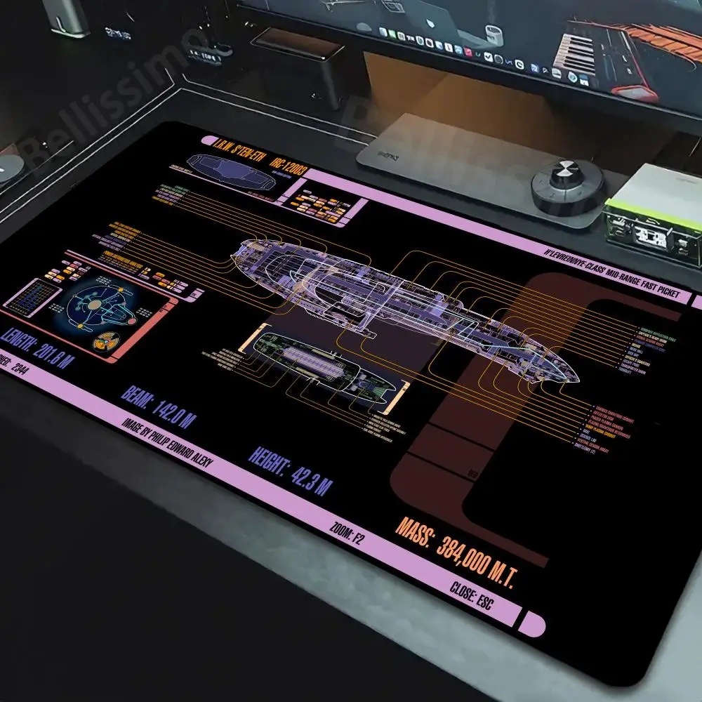 Starship Blueprint Pad Desk Pad Mouse Pad Gamer Computer Cabinet Star Trek Game Office Accessories Keyboard Anime Extended Large