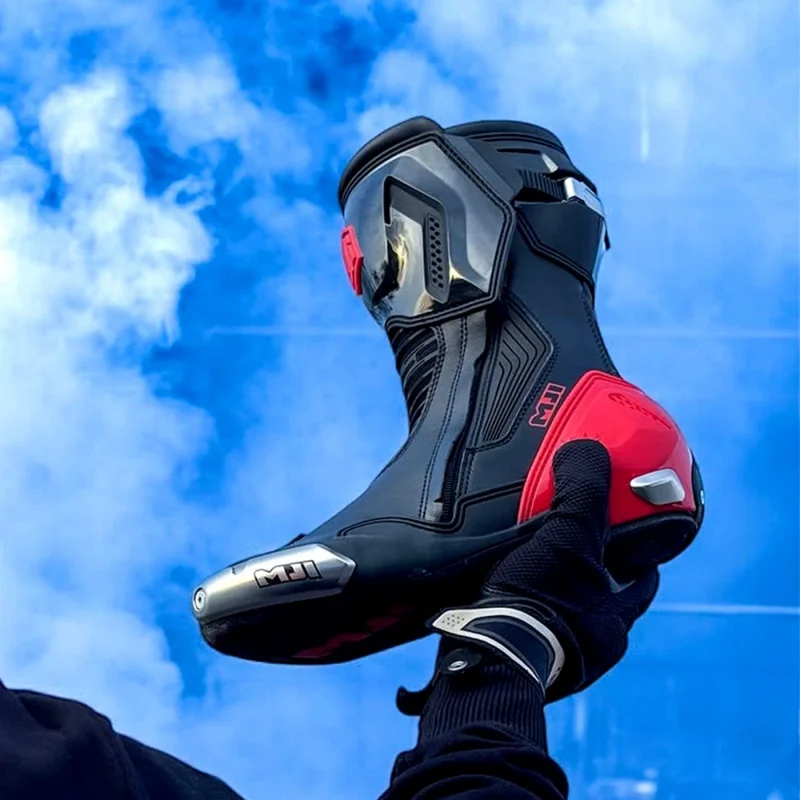Men's Motorcycle High Boots, Non-Slip Reinforced Leather, Off-road Motorcycle Protective Boots