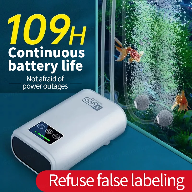 Aquarium Fish Tank Oxygen Pump Charging Dual-Purpose Air Pump Usb Lithium Battery Household Portable Fishing Mute 6000mA Outdoor