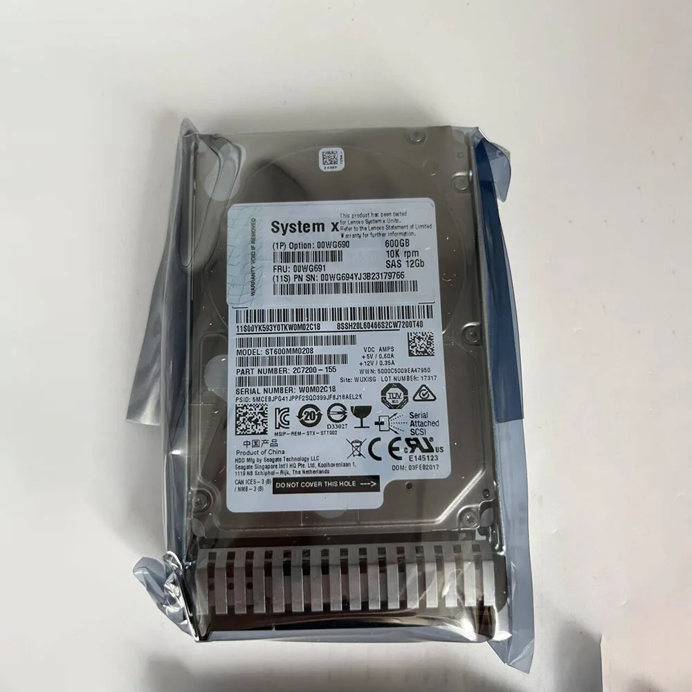 600GB For Lenovo Server Hard Disk 00WG690 00WG691 IBM 600G 10K 2.5 12gb HDD