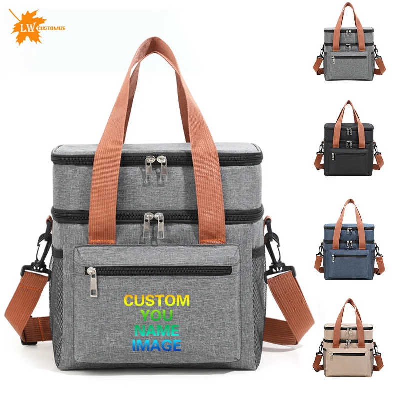 Wholesale Lunch Bag With Printed Logo Crossbody Outdoor Camping Picnic Bag Insulated Lunch Box Bag Printed Name Image