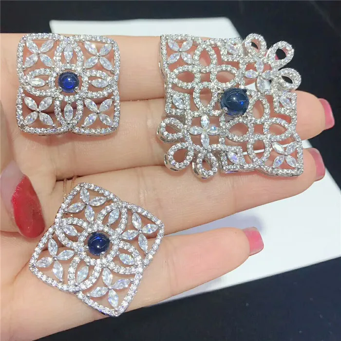 18K Gold plated Flower connector cubic zircon CZ Micro Pave necklace jewelry DIY