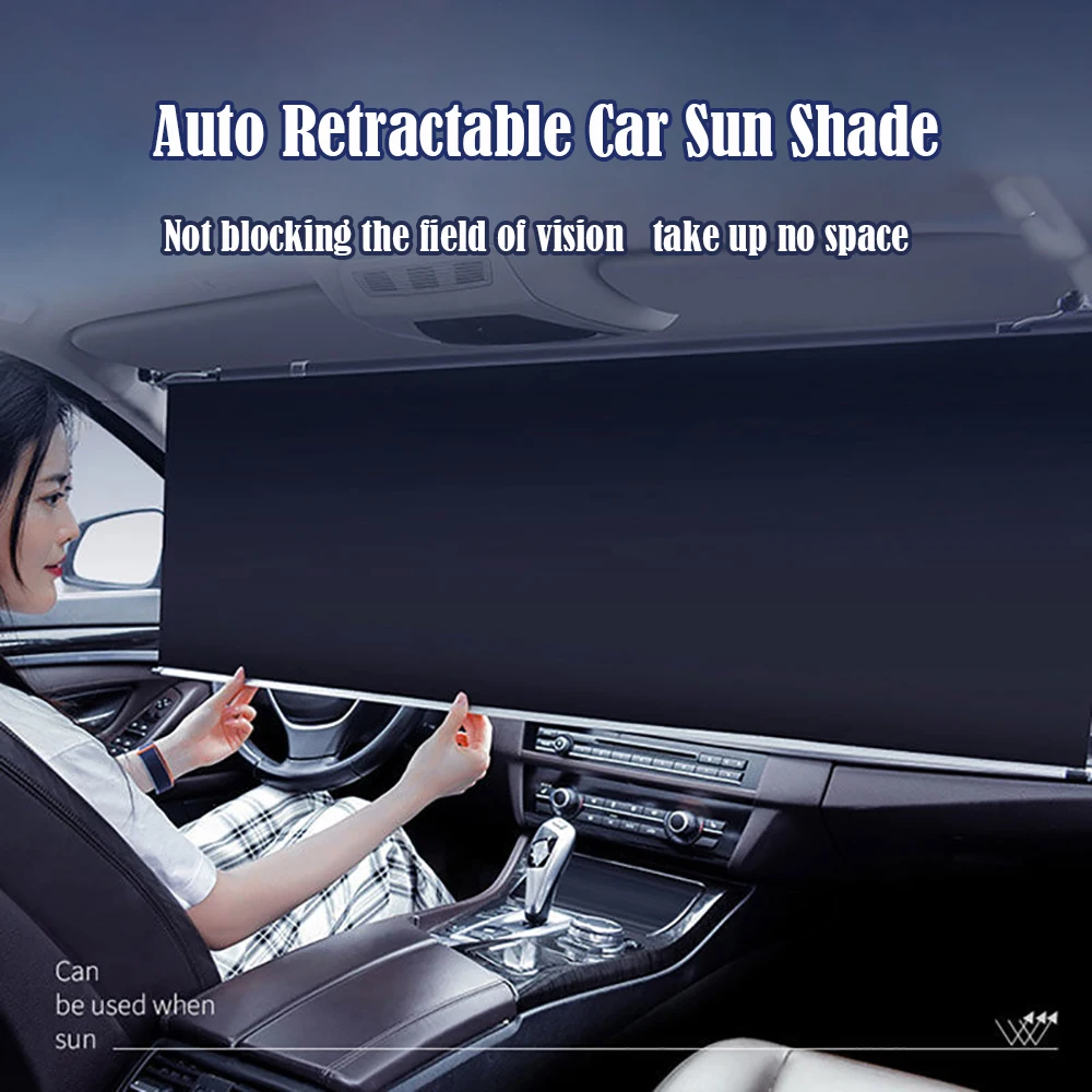 

Car Sun Shade Auto Retractable Insulation Roller Blind Front Window Sunshade Covers Interior windshield sunshade Privacy curtain