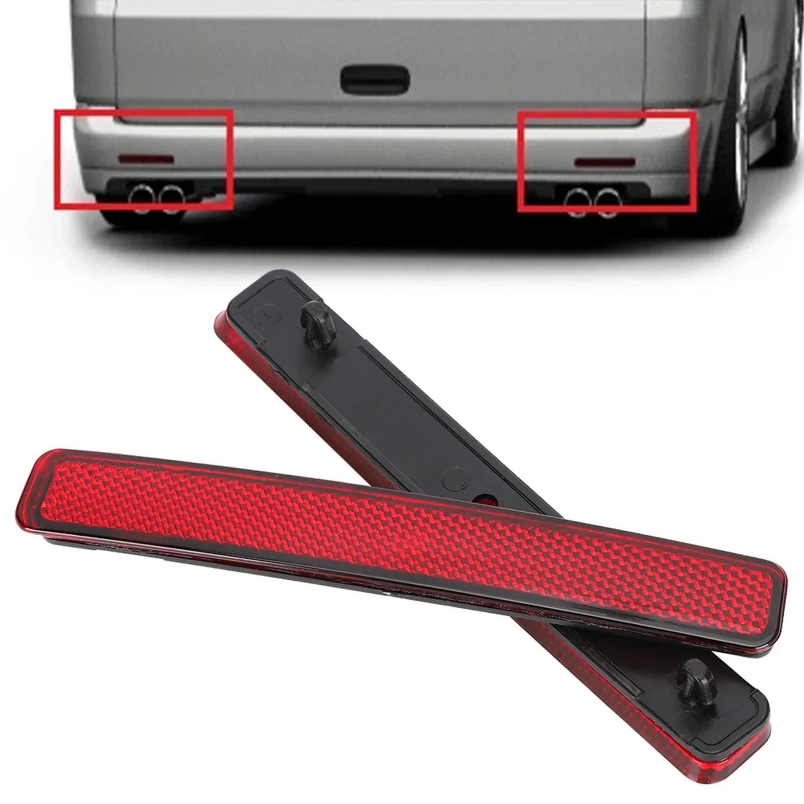 Pair Of Rear Bumper Reflector Assembly Light Fit For T5 Transporter 2003-3011 7E0945105 Red