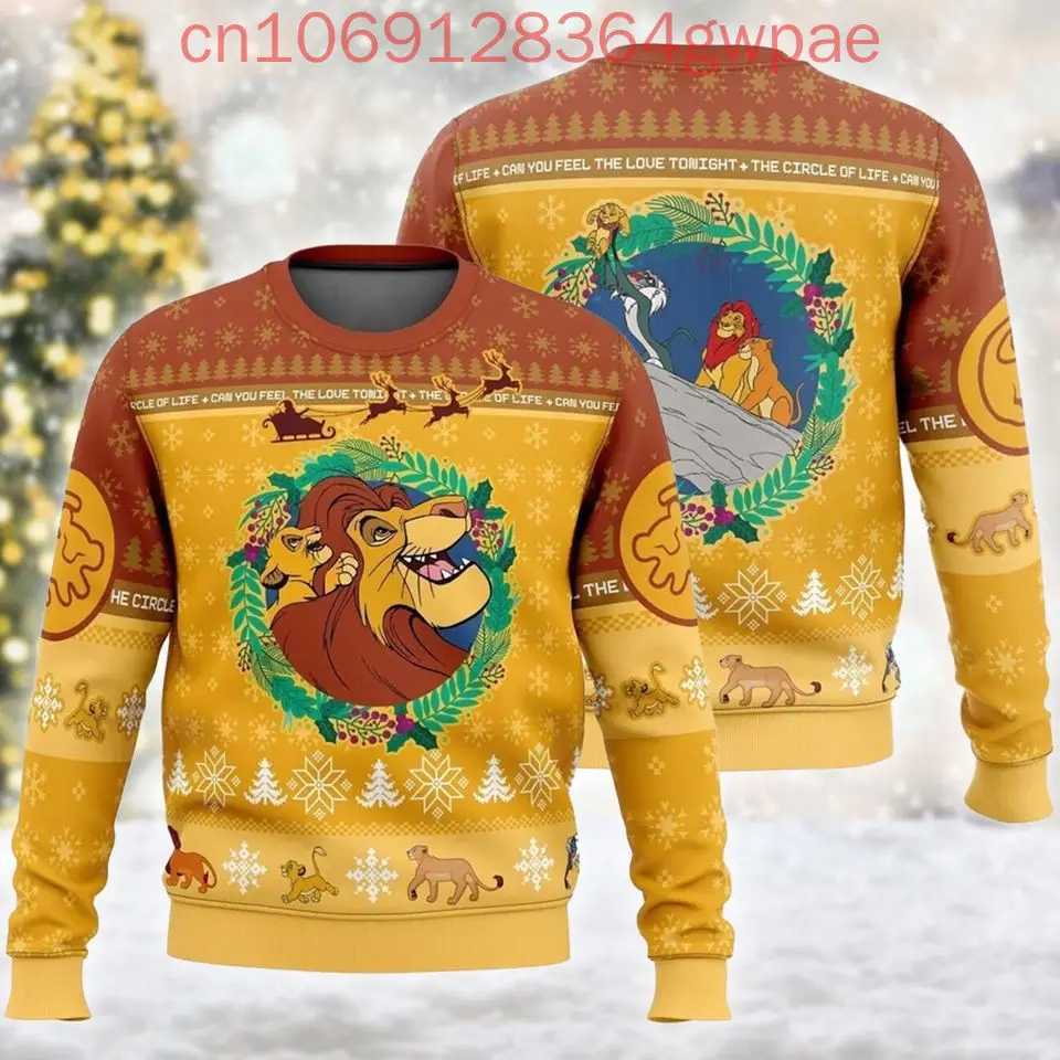 O Rei Leão Simba Suéter Feio de Natal Masculino Feminino 3d Suéter Feio Disney Suéter Feio de Natal Presentes de Natal Suéter Tops