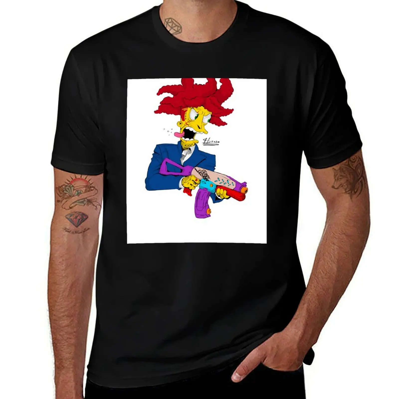 side show bob, simpsons T-Shirt funny costumes blue archive t shirt men