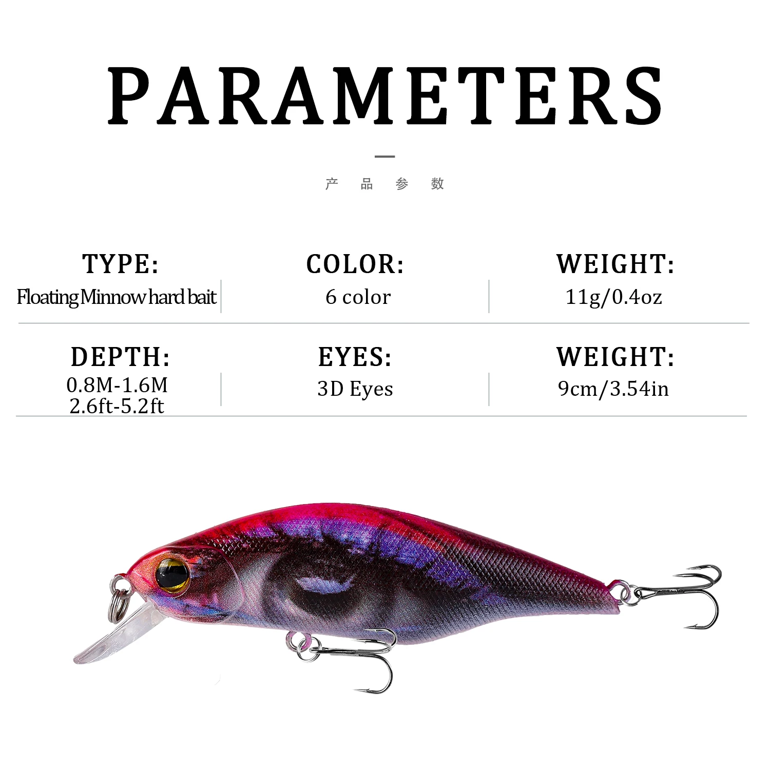 1Pcs Floating Minnow Fishing Lure 8.5cm 11g Artificial Plastic Hard Bait Wobblers Crankbait Bass Pike Pesca Carp Fishing Tackle