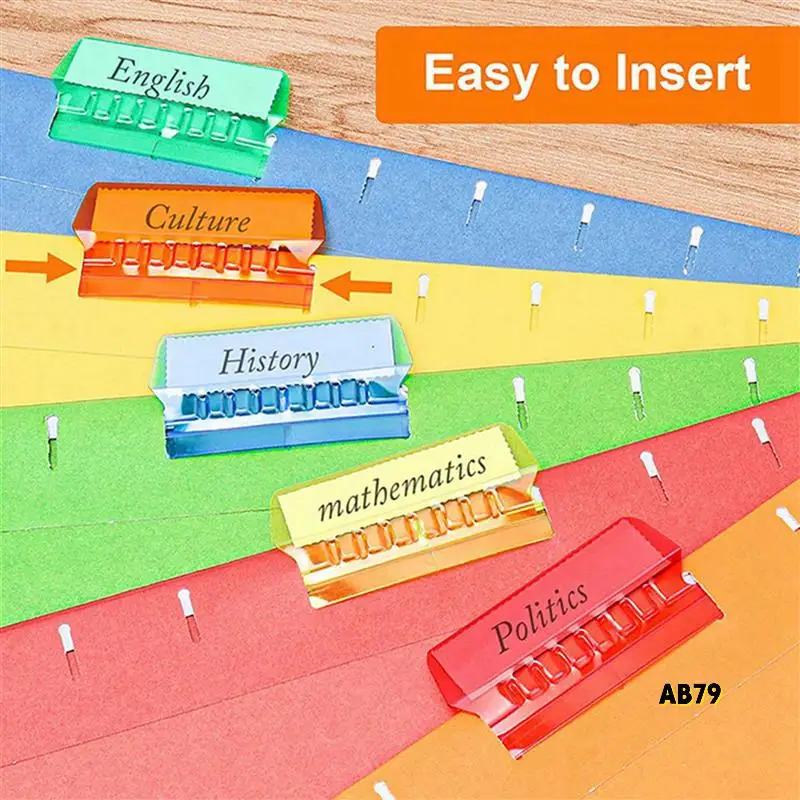 240 세트 빈 삽입이 있는 여러 가지 빛깔의 교수형 파일 폴더 탭 교수형 폴더용 2인치 플라스틱 교수형 파일 탭