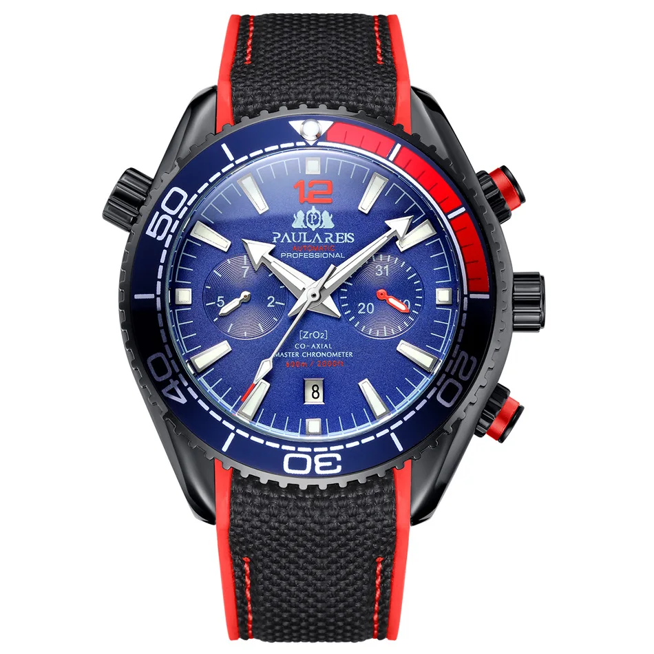 PAULAREIS P Luxus Männer Automatische Selbst Wind Mechanische Uhr für Männer Kautschukband Wasserdicht Leucht Datum Mode Herren Uhren 6