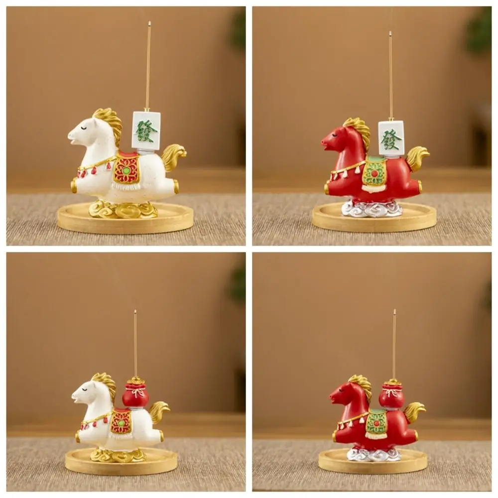 Funny Zodiac Pony Incense Burner Resin 2026 Horse Year Indoor Incense Burner Pony Shape New Year Ornamental Incense Stick Holder