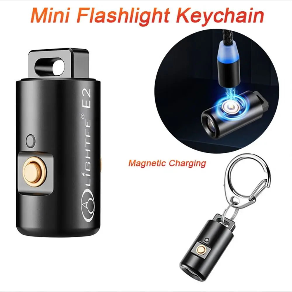 

High Quality 6g Mini Flashlight Keychain 6-Mode Strobe Sos USB Magnetic Charging Ultra-Thin Flashlight Work Light Running Hiding