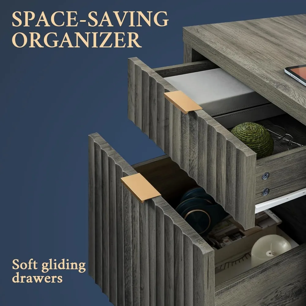 منضدة أكسفورد ذات درجين، طاولة نهائية مع محطة شحن، حامل ليلي مع لوحة مخددة، طاولة جانبية لسرير أريكة المزرعة