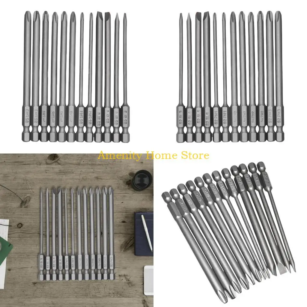 

F26C 12pcs Precisions Screwdriver Bit Set with Slotted and Crosses Head Shank