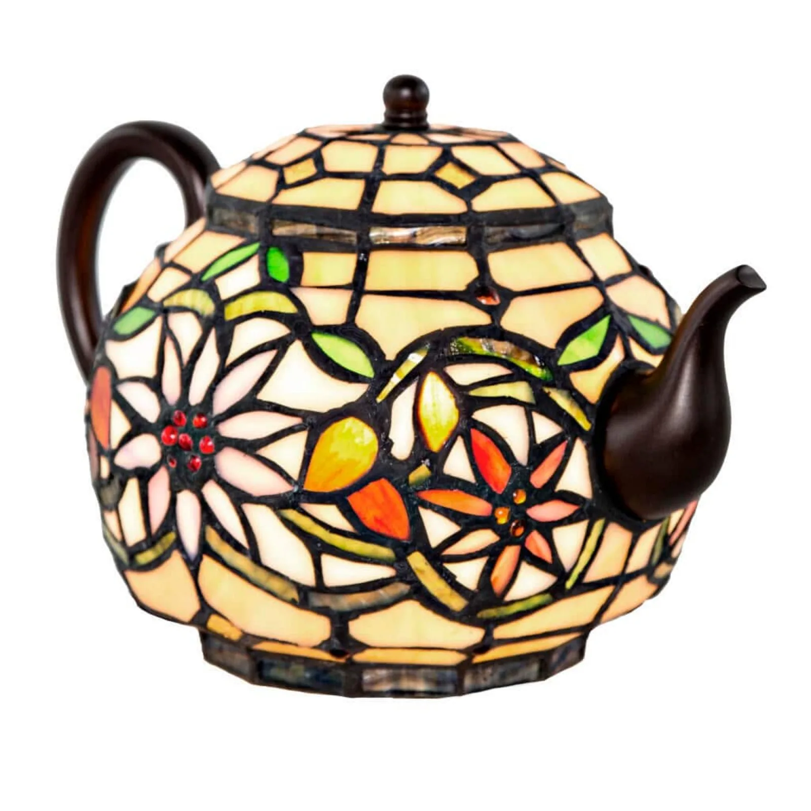 

US 6.5 in. Multi-Colored Stained Glass Indoor Novelty Teapot Lamp
