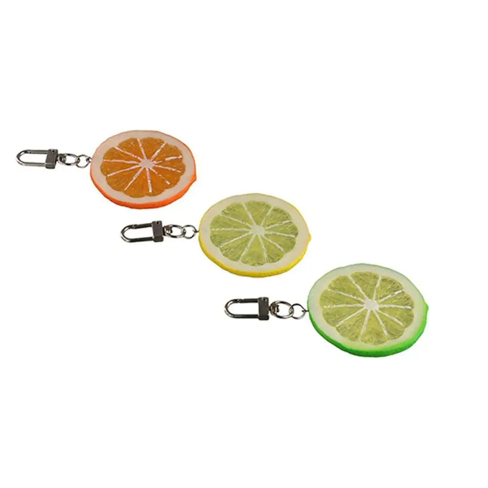 Creative Food Lemon Slice Key Chain Orange Slice PVC Hot-dog Pendant Acrylic Backpack Charms Simulation Food Key Ring Women