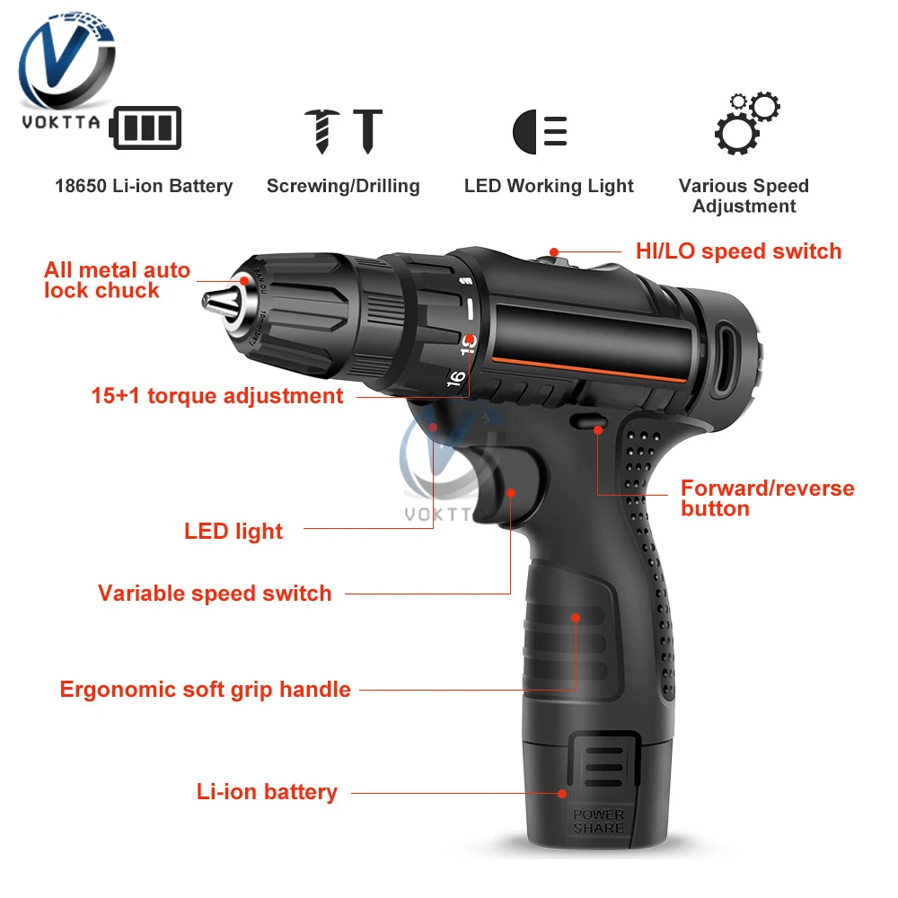 12V Electric Cordless Screwdriver Multifunctional Rechargeable Electric Screwdriver Set Lithium Battery Electric Drill Tools