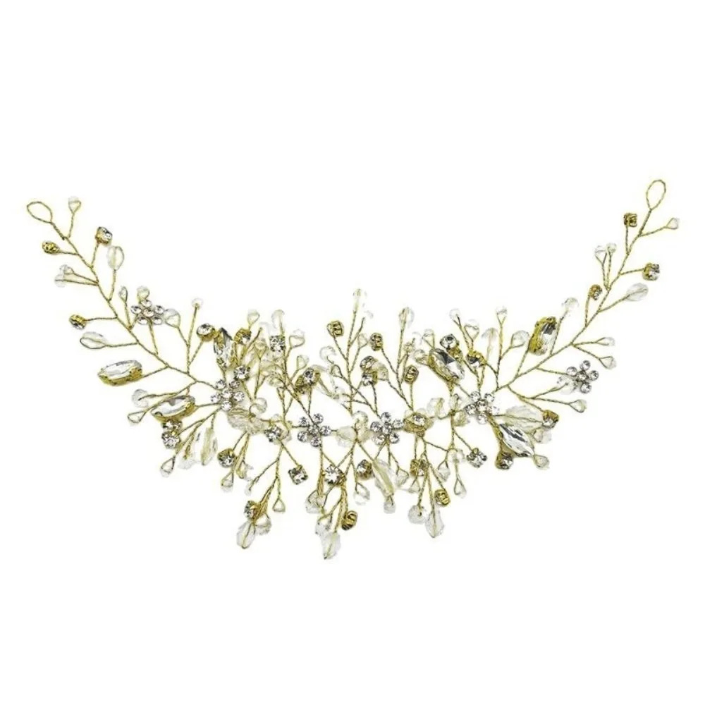 أنيقة حجر الراين العروس غطاء الرأس تألق زهرة التصوير عقال اليدوية النمط الفرنسي الزفاف إكليل الشعر مجوهرات #1