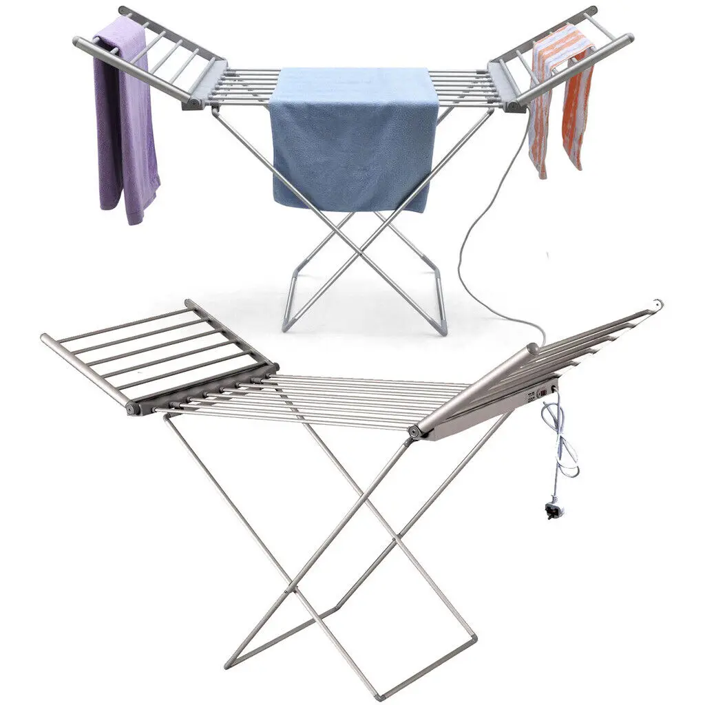 2024 electric heating drying rack dryer household horse rack laundry folding washing line light aluminum