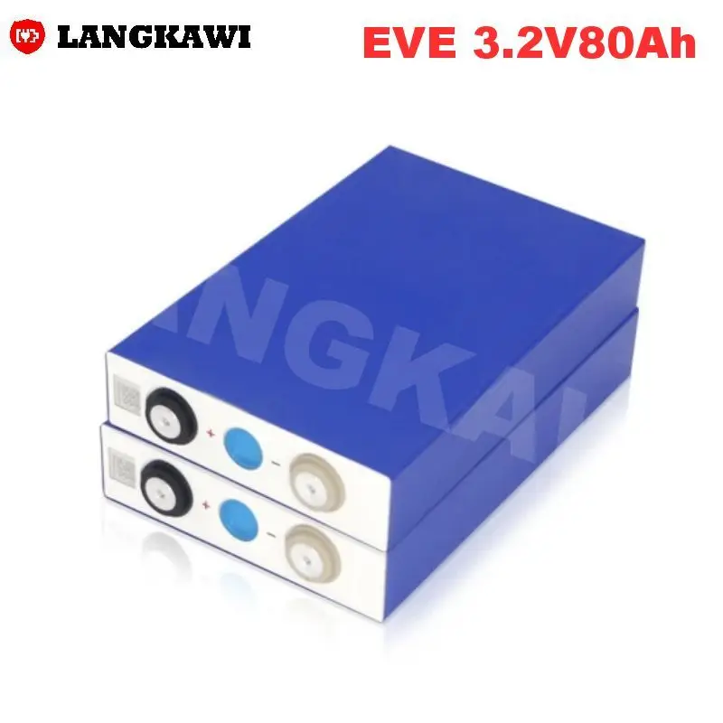 EVE 3.2V 80Ah LF80 LiFePO4 LFP Rechargeable Battery Cells with M6 Threaded Hole for Electrical Vehicle EVbus