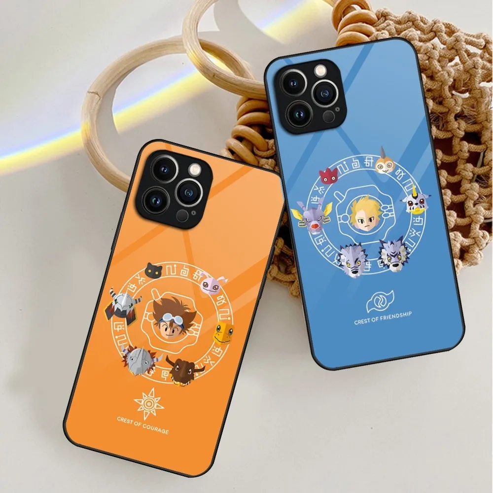 

Digimon Anime Phone Case For iPhone 13 15 14 12 11 Pro XS Max Plus Mini X XR 8 7 6s SE2020 Tempered Glass Coque