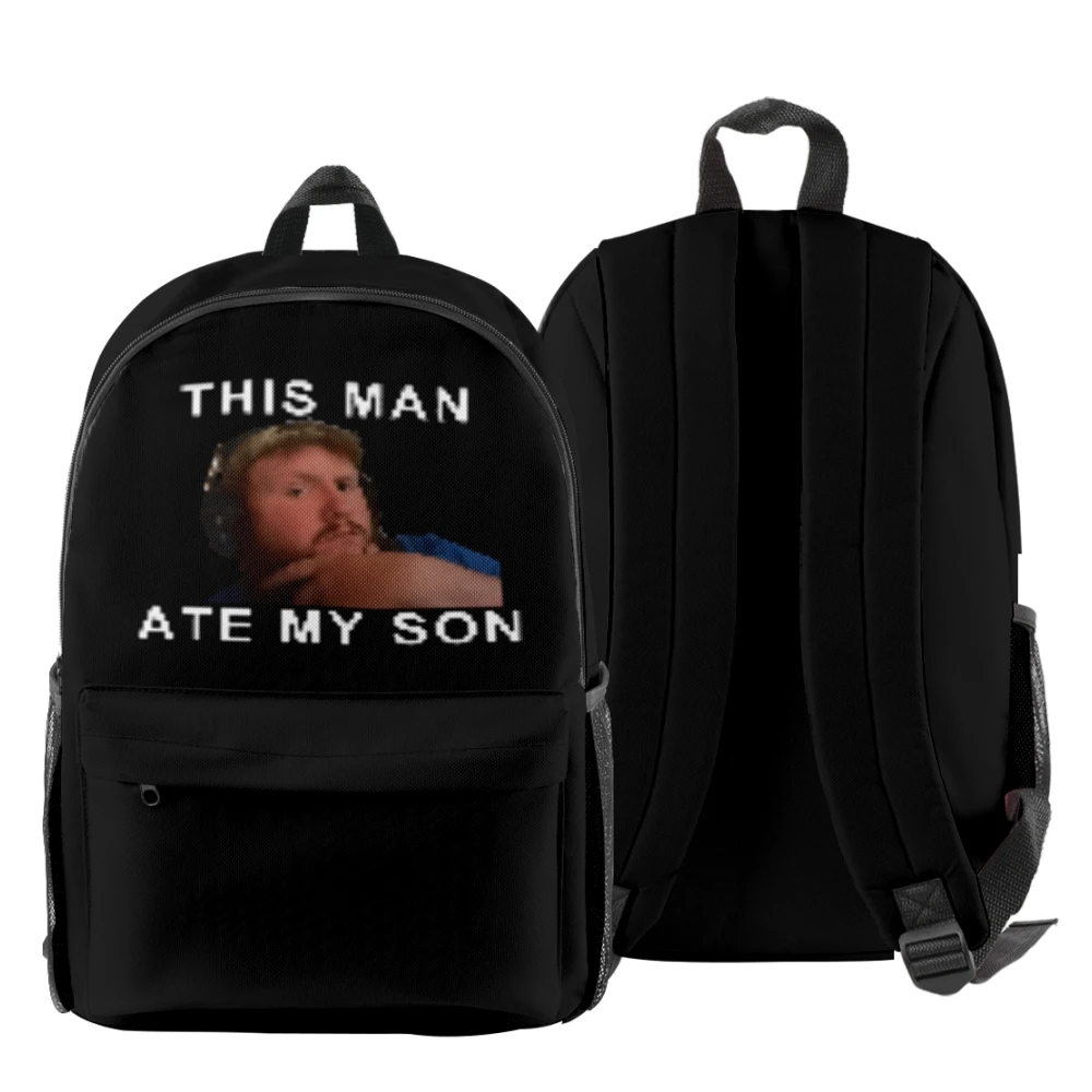 

Рюкзак Caseoh для мужчин и женщин Ate My Son, Повседневная Уличная сумка на плечо, дорожный ранец унисекс