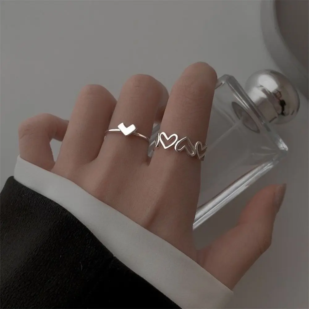 Creativity Simplicity Hollow Love Heart Ring Personality Couple Open Ring for Fashion Men Women Jewelry