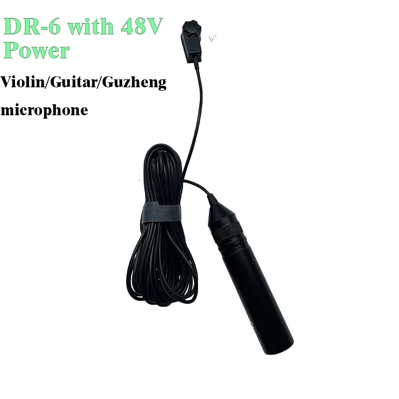 DR-6 Professional Microphone for Guqin Guzheng Violin Erhu String Instruments Metal Capacitor Pickup with 48V Phantom Power