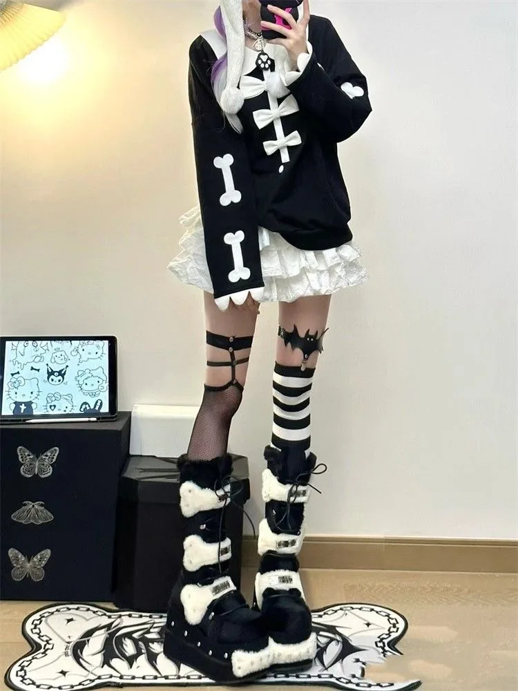 Faldas Harajuku Kawaii con volantes fruncidos para Mujer, pantalones cortos blancos que combinan con todo, moda de primavera Y2k, Faldas de cintura alta para Mujer