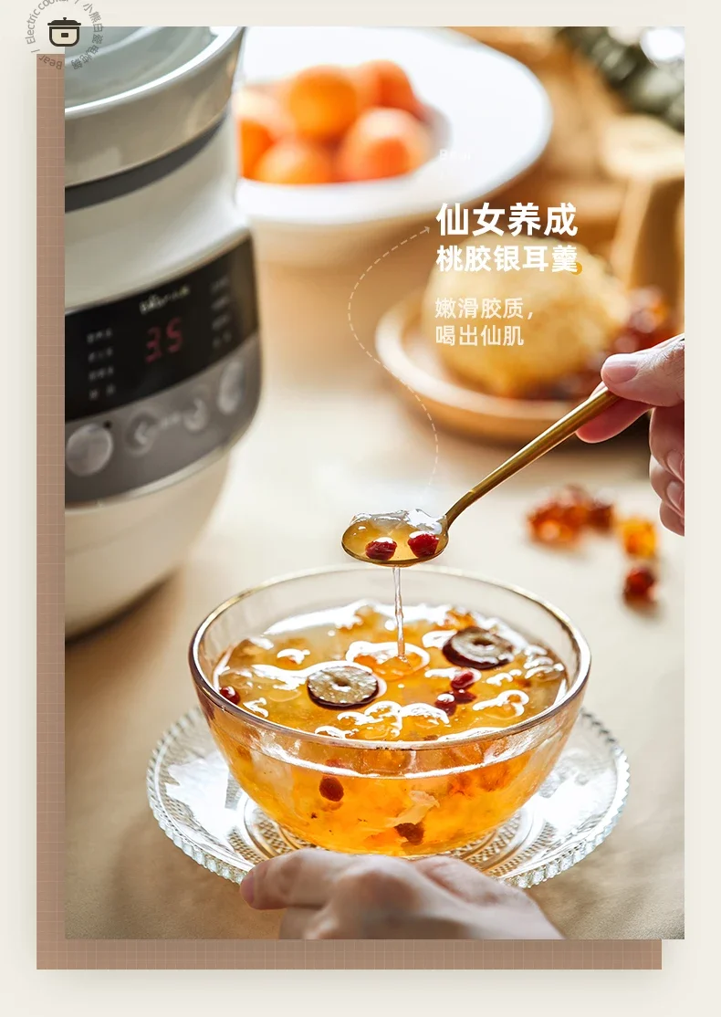 220V Purple Clay Stewpot for Cooking Soup and Porridge with Bear Electric Function