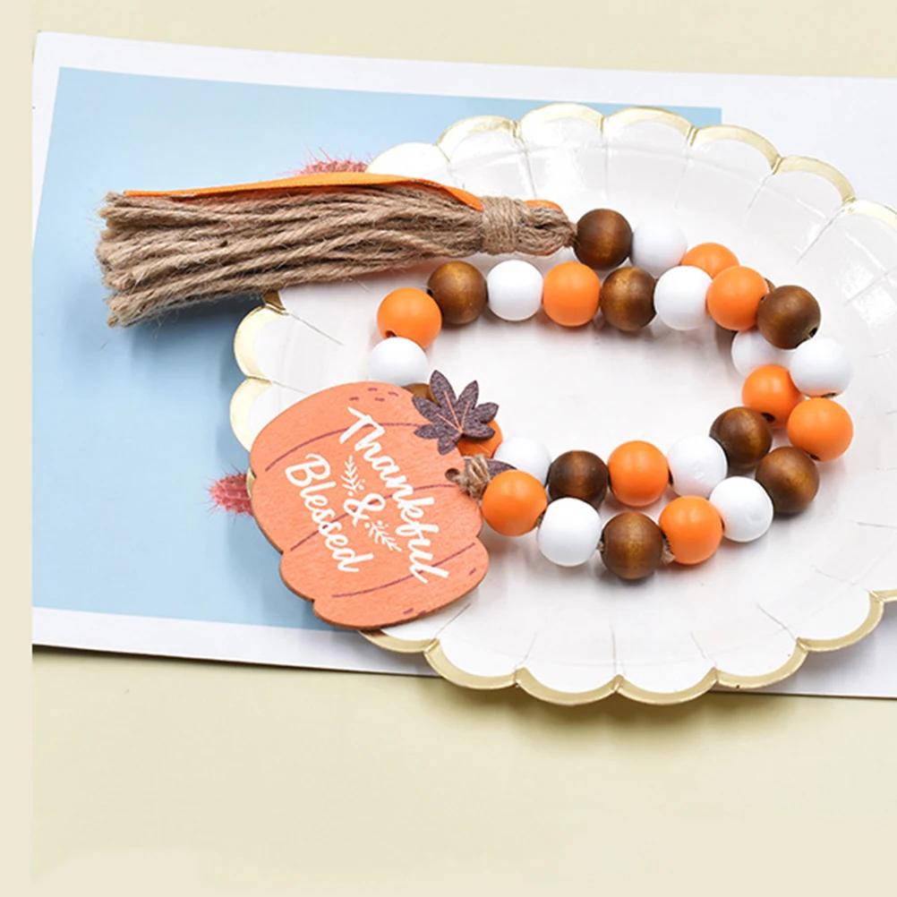 

Pumpkin Plaque Beads Garland Decor Wall Hanging Ornament Rustic Wooden String Fall HomeDecoration Housewarming Gift
