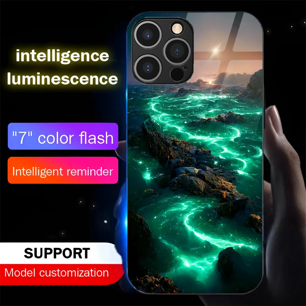 

Dreamy Moonlight River Sound Music Control Led Light Phone Case Glowing Cover For Samsung S25 S24 S23 S22 S21 FE Plus Ultra