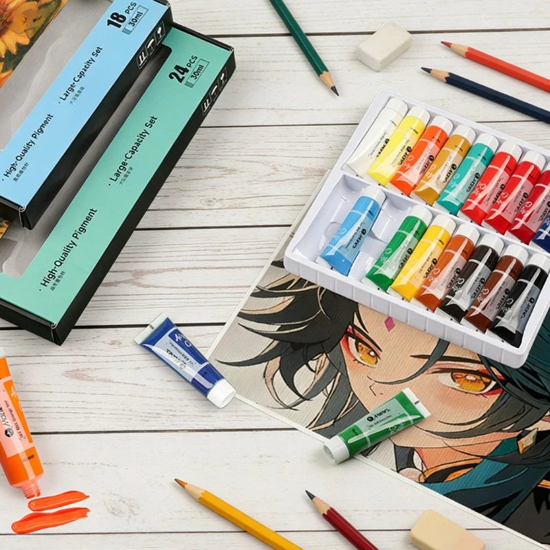 

Набор акриловых красок 18/24 цвета, 30 мл, водостойкие, светостойкие, не выцветающие, для рукоделия, декора, иллюстраций, дизайна, эскизов