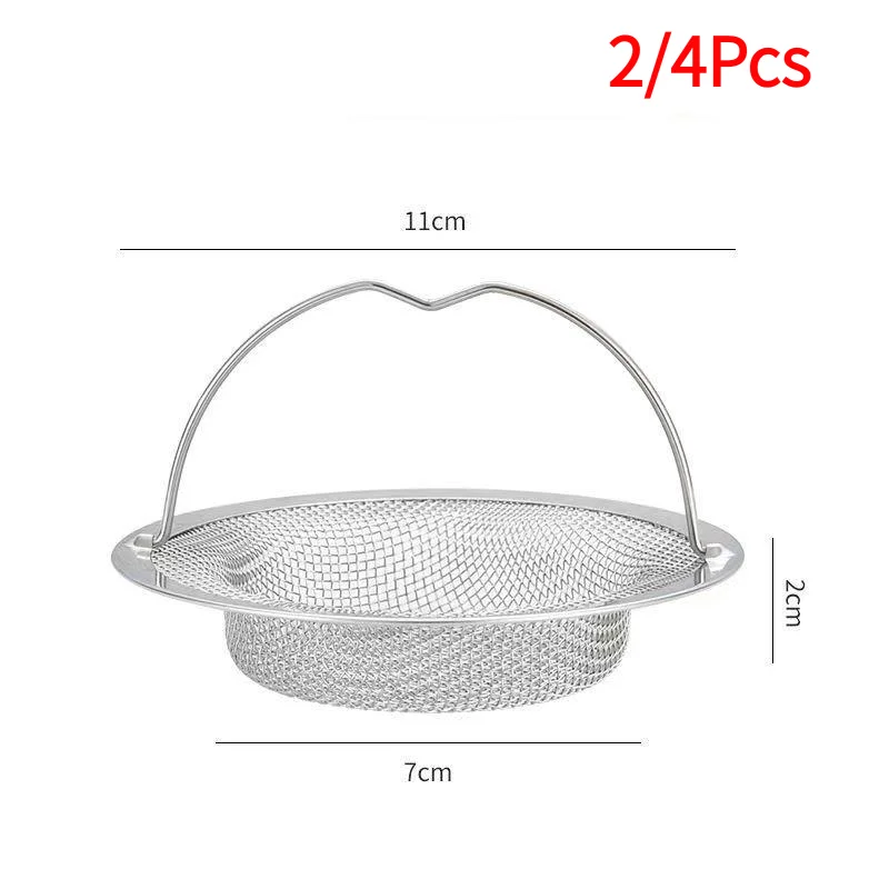 2/4Pcs Stainless Steel Kitchen Sink Filter Kitchen Garbage Food Residue Dishsink Filter With Handle Metal Sink Strainer‘