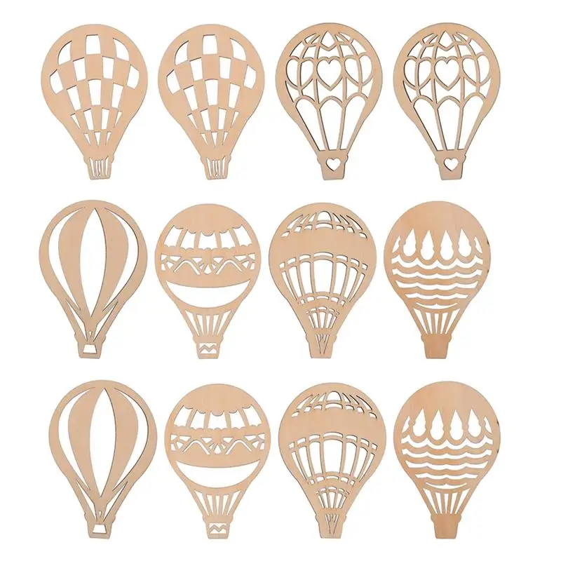 

24Pcs Graffiti Wooden Slices Hot Air Balloon Design Chips Creative Wooden Chips for Kids School Household