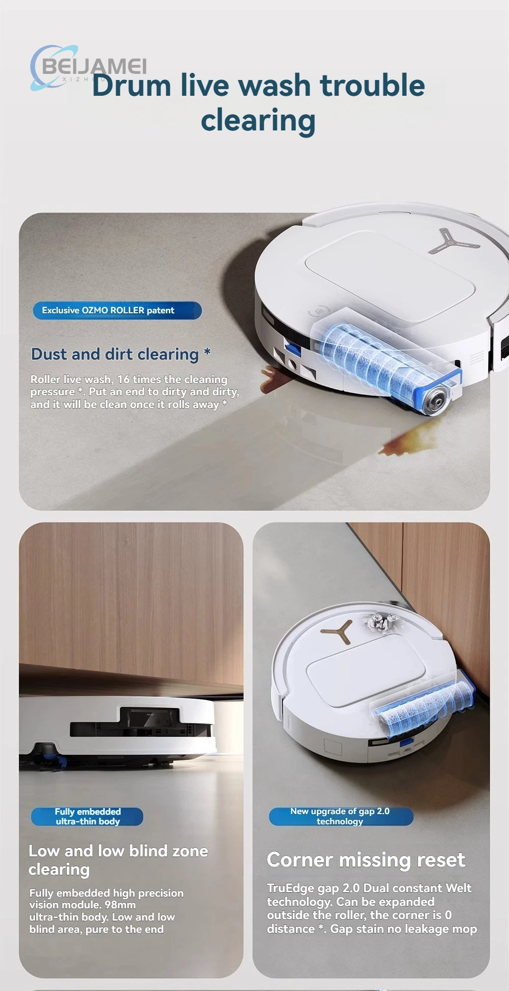 Roller Cleaning and Sweeping Robot with Automatic Sweeping and Mopping Function