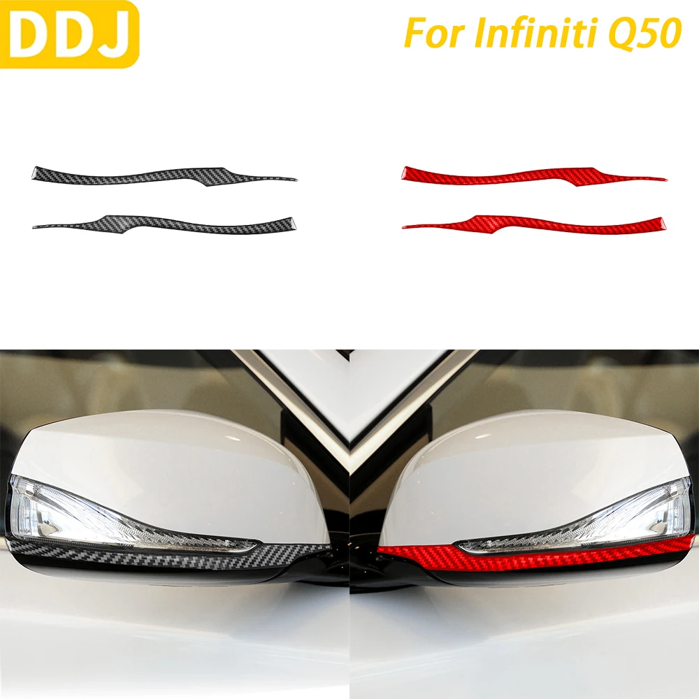

For Infiniti Q50 2014-2020 Car Accessories Carbon Fiber Front Rearview Mirror Side Panel Decorative Strips Decoration Sticker